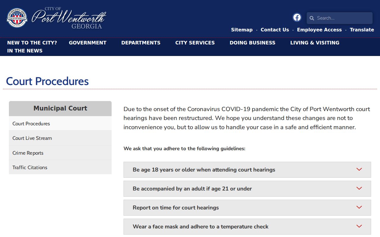 Port Wentworth Municipal Court procedures for Chatham County court routing