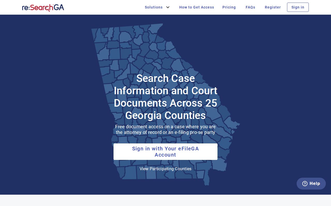 re:SearchGA court case search interface for Chatham County criminal court cases